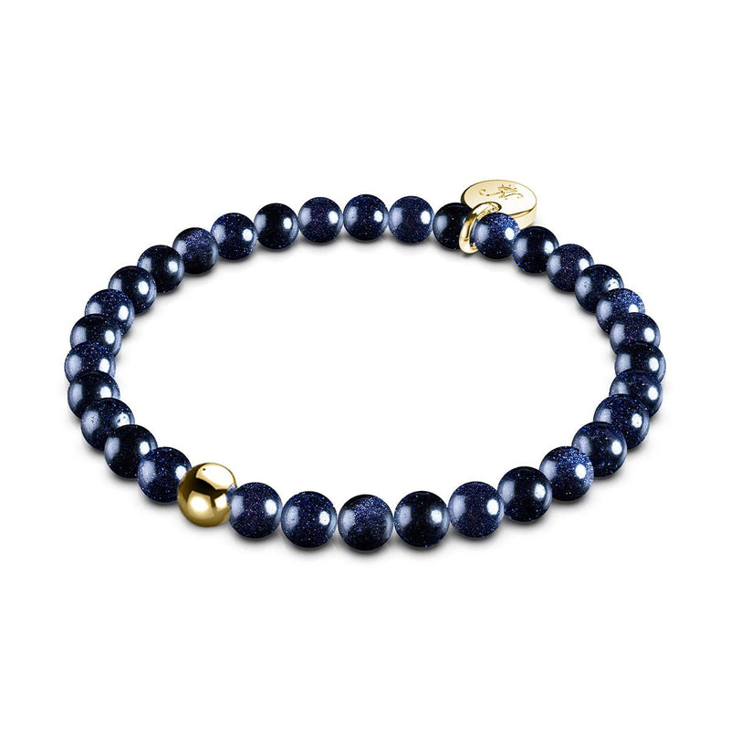Pierre de sable bleu | Or Vermeil .925 | Bracelet de perles de pierres précieuses de guérison