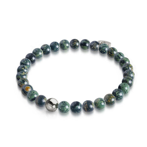 Jaspe Vert Minuit | Argent sterling .925 | Bracelet de perles de pierres précieuses de guérison