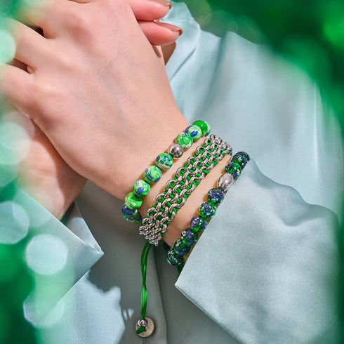 Liens de grenouille d'arbre | Bracelet Kismet Original | Vert x Argent