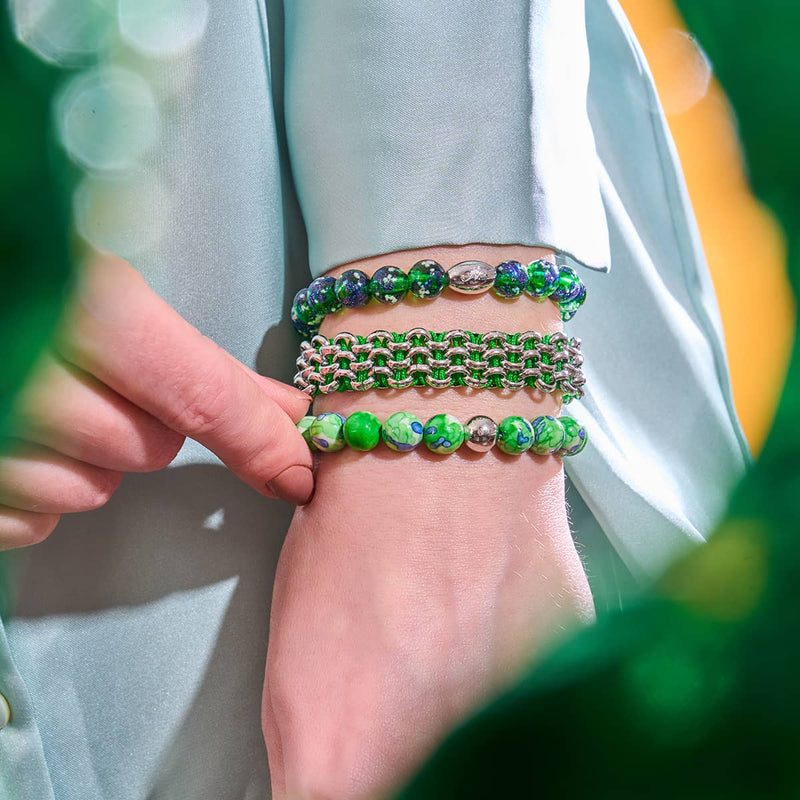 Tree Frog Links | Original Kismet Bracelet | Green x Silver