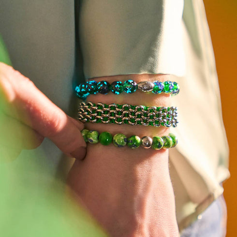 Liens de grenouille d'arbre | Bracelet Kismet Original | Vert x Argent
