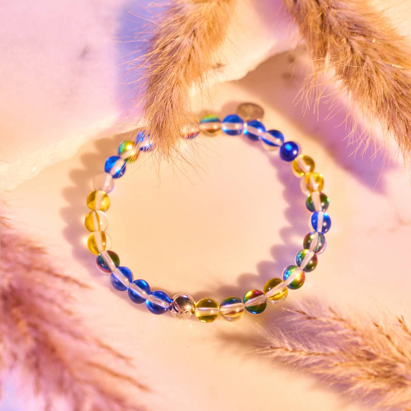 Sun and Sky | Ukrainian Aid | Galaxy Glass Bead Bracelet
