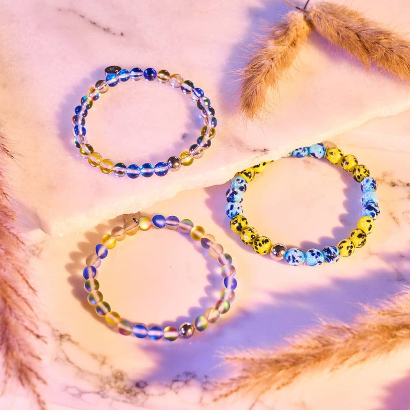Soleil et ciel | Aide ukrainienne | Bracelet de perles de verre sirène