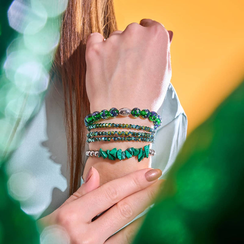 Malachite | Argent | Bracelet de pierres précieuses non taillées