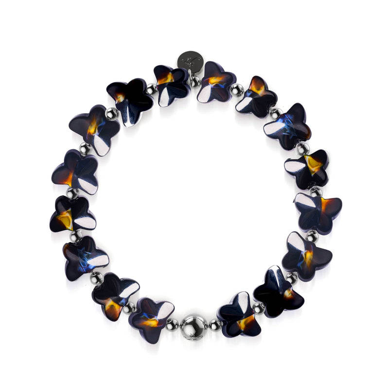 Obsidian Storm | Gem Glass Butterfly Bracelet