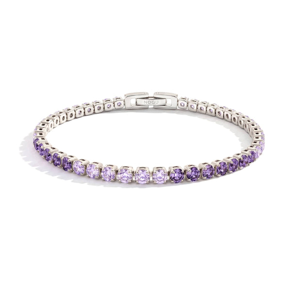 Cristal ombré violet x Rhodium | Bracelet club de tennis