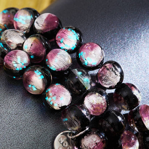 Bracelet en verre lunaire en argent sterling 925 avec lune violette 