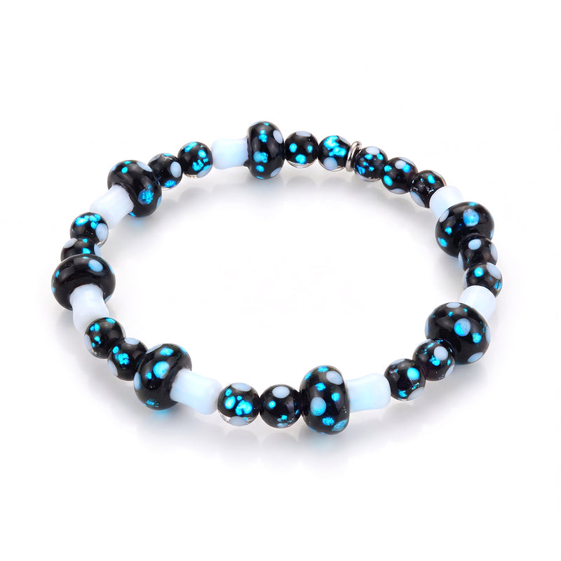 Neon Noir | .925 Argent Sterling | Bracelet Deluxe Firefly Glass Champignon