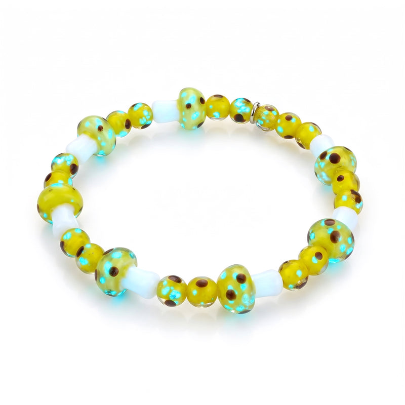 Citron électrique | .925 Argent sterling | Bracelet champignon Deluxe Firefly Glass