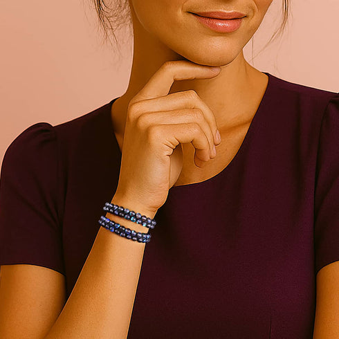 Gris | Argent | Bracelet Verre Double Sirène
