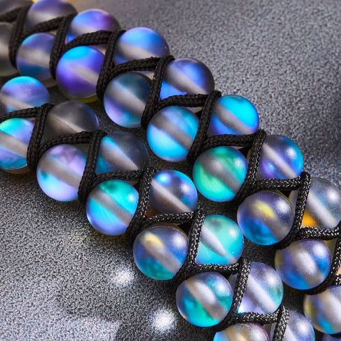 Gris | Argent | Bracelet Verre Double Sirène