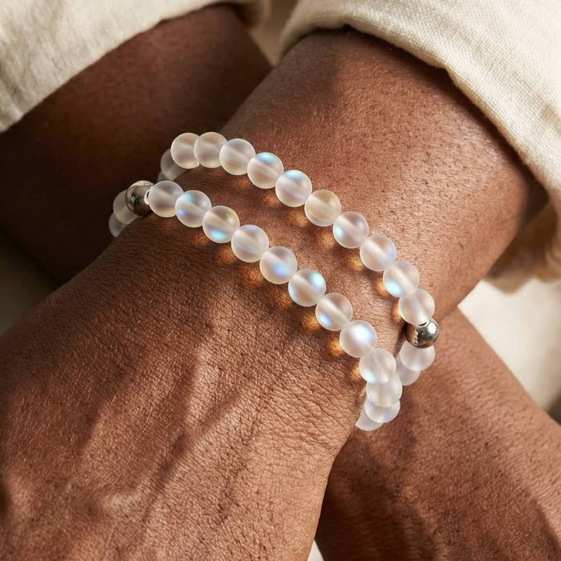 Blanc arc-en-ciel | Argent | Mermaid Glass Bracelet de perles