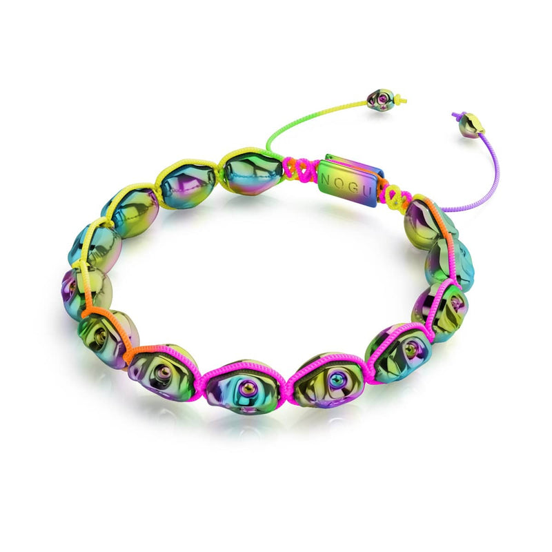 Divination | Crânes arc-en-ciel x Violet | Bracelet en macramé