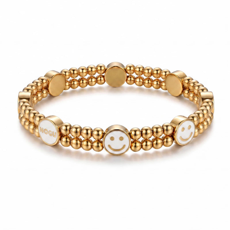 Gold x White Luminous Enamel | Smile Bracelet