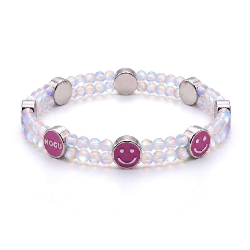 Rainbow White Mermaid Glass x Pink Luminous Enamel | Smile Bracelet