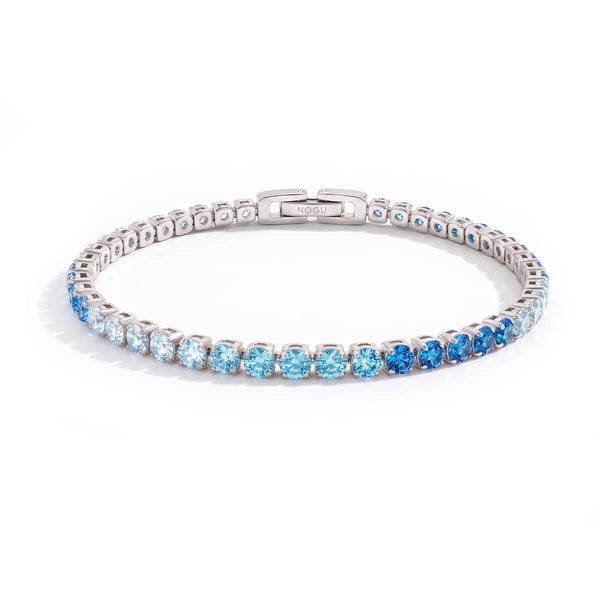 Cristal ombré aquamarine x Rhodium | Bracelet club de tennis