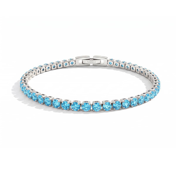 Cristal de topaze x Rhodium | Bracelet de club de tennis