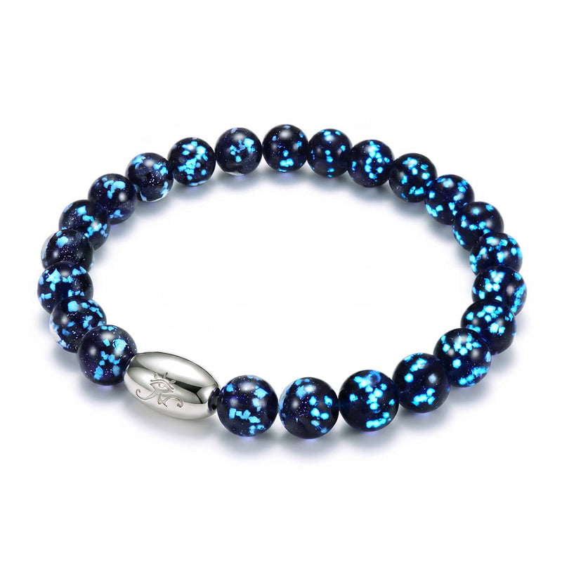 Pitch Black | .925 Sterling Silver | Firefly Glass Bracelet