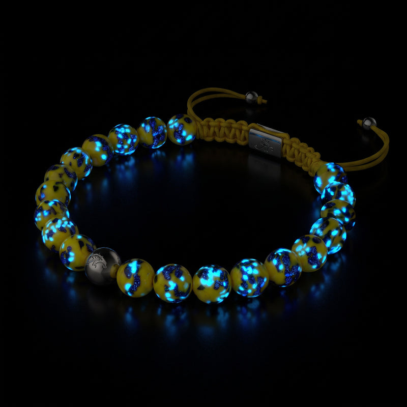 Blue Limoncello | Silver | Firefly Glass Macrame Bracelet