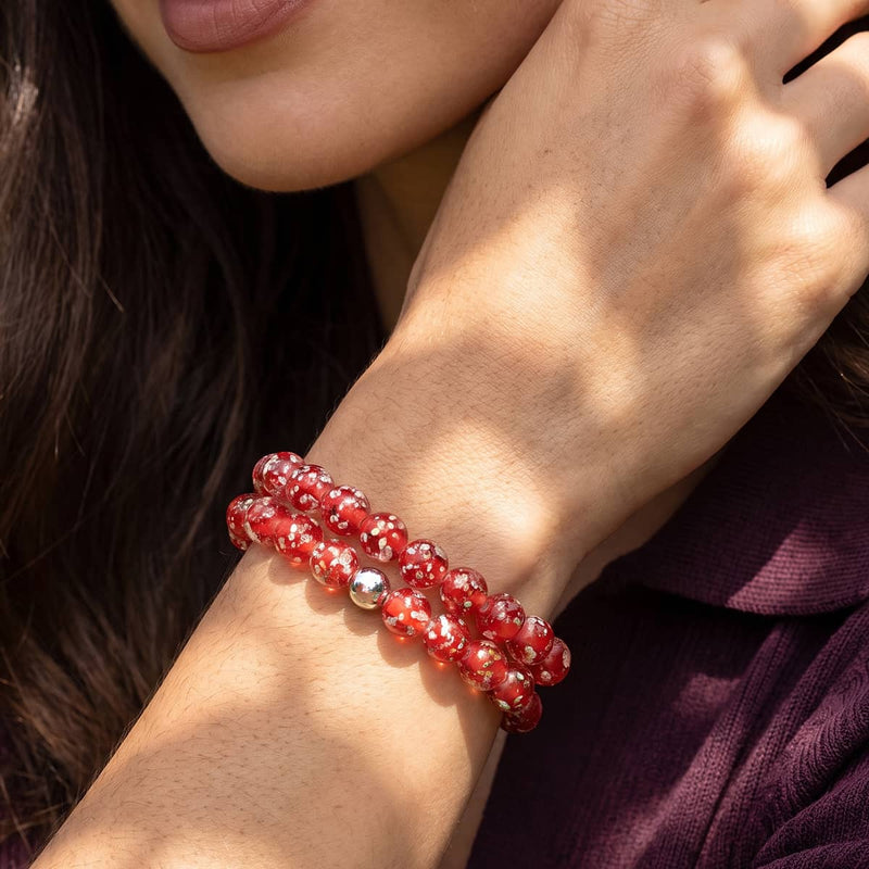 Cramoisi | .925 Argent sterling | Firefly Glass Bracelet
