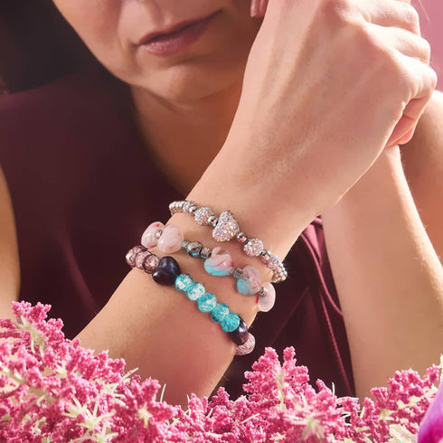 Prune | Argent sterling 925 | Bracelet à cœurs dégradés lumineux 