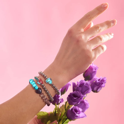 Prune | Argent sterling 925 | Bracelet à cœurs dégradés lumineux 