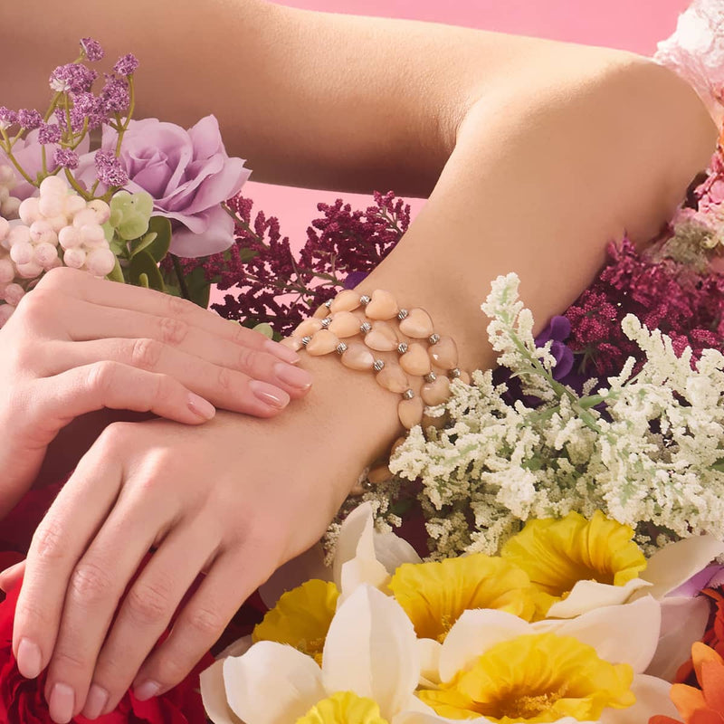 Bracelet en macramé avec cristaux | Cordon de cœur rosé