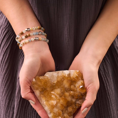 Bracelet en argent sterling 925 | Calcite AAA | Pierres précieuses 