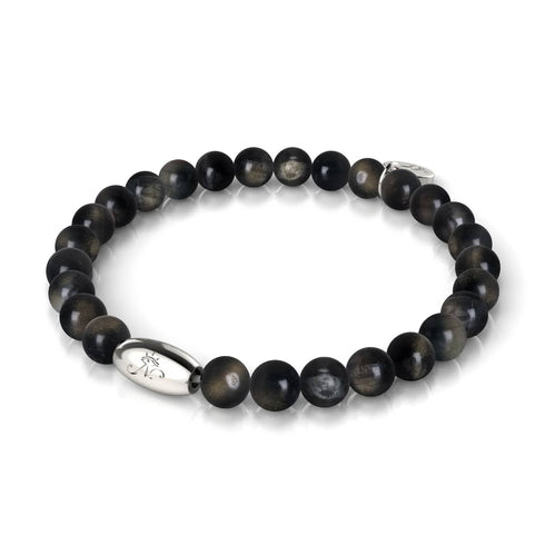 Obsidienne AAA | Argent sterling 925 | Bracelet en pierres précieuses 