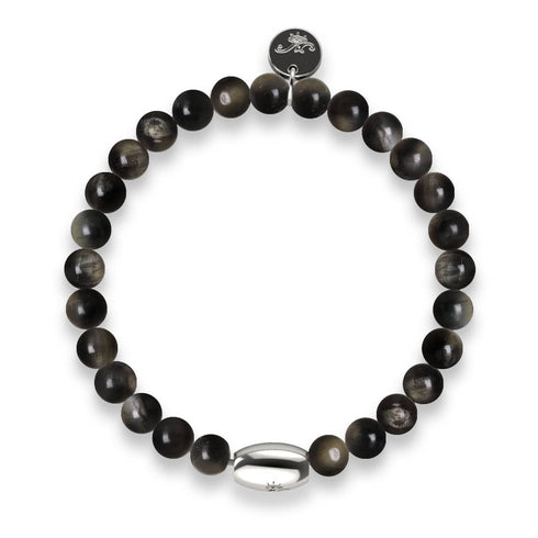 Obsidienne AAA | Argent sterling 925 | Bracelet en pierres précieuses 