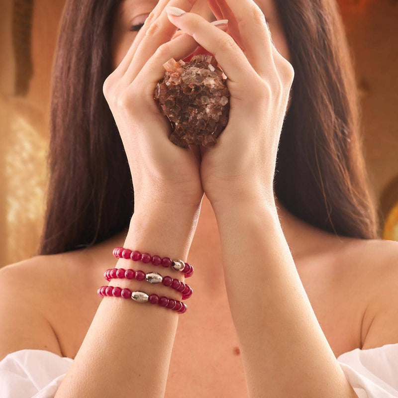 Bracelet en argent sterling 925 et rubis AAA | Bracelet en pierres précieuses 