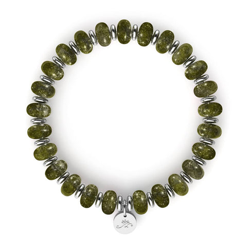 Bracelet en pierres précieuses en agate olive | Abacus 
