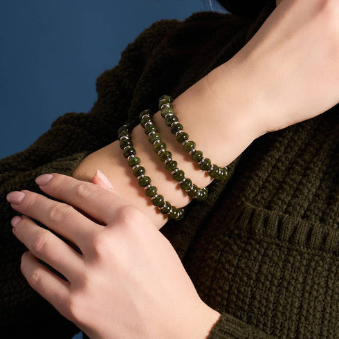 Bracelet en pierres précieuses en agate olive | Abacus 