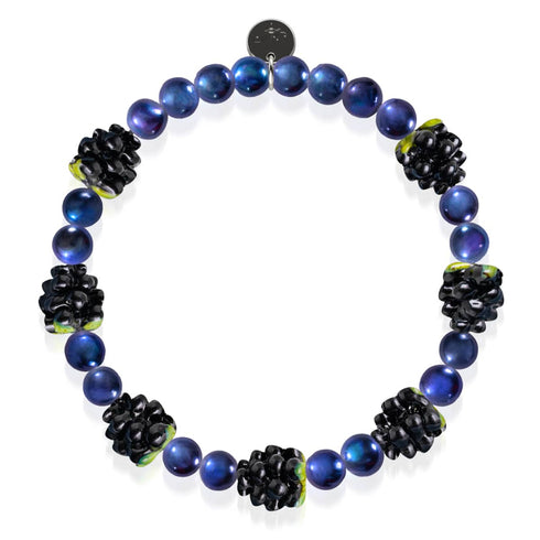 Bracelet en argent sterling 925 avec perle bleue x bleu nuit | Bracelet Berry