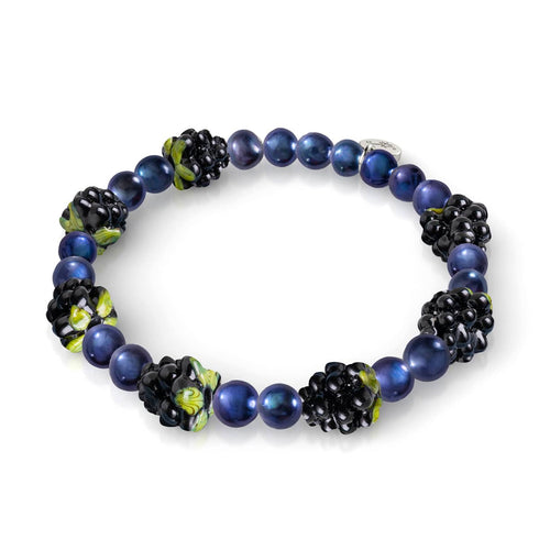 Bracelet en argent sterling 925 avec perle bleue x bleu nuit | Bracelet Berry