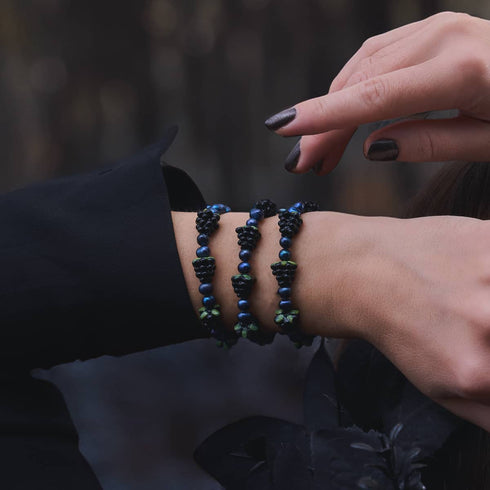 Bracelet en argent sterling 925 avec perle bleue x bleu nuit | Bracelet Berry