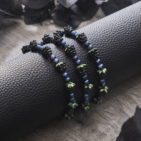 Bracelet en argent sterling 925 avec perle bleue x bleu nuit | Bracelet Berry
