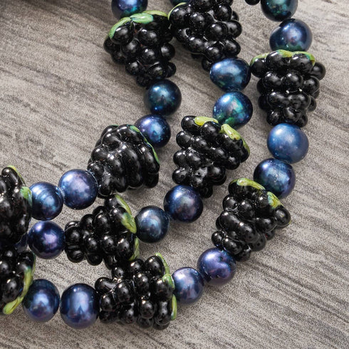 Bracelet en argent sterling 925 avec perle bleue x bleu nuit | Bracelet Berry