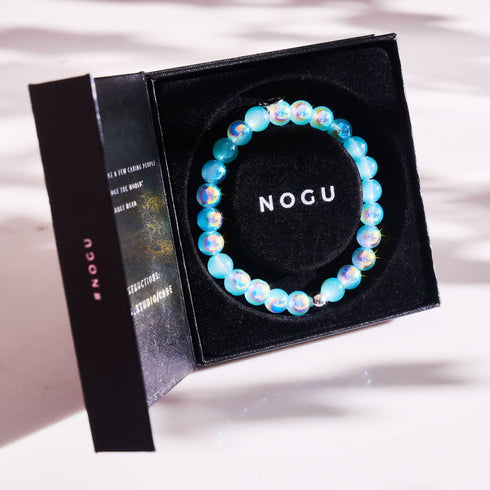 Bracelet Kiwi bleu | Argent sterling 925 | Verre à bulles 