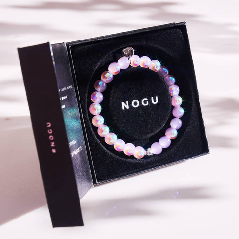 Framboise | Argent sterling 925 | Bracelet en verre à bulles 