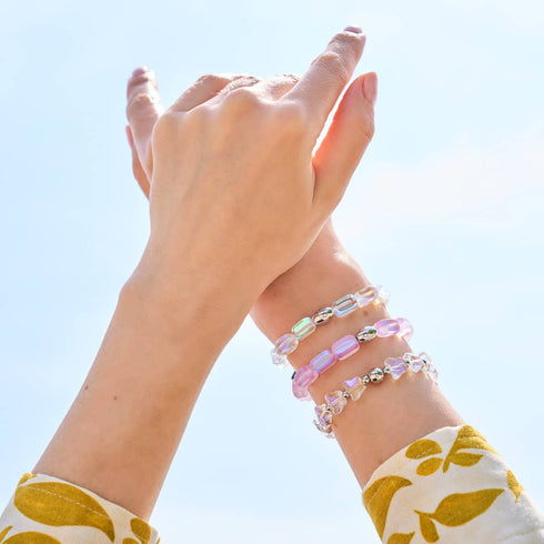 Rosée du matin | Argent | Bracelet papillon blanc arc-en-ciel