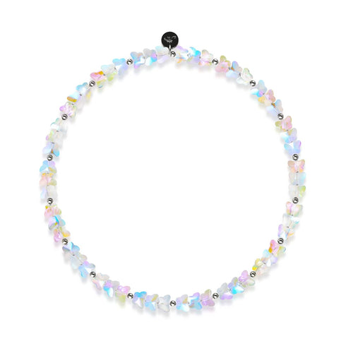 Rosée du matin | Argent sterling 925 | Papillon blanc arc-en-ciel