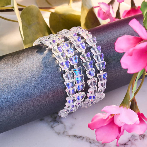 Rosée du matin | Argent sterling 925 | Papillon blanc arc-en-ciel