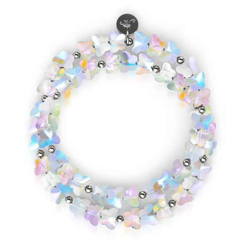 Rosée du matin | Argent sterling 925 | Papillon blanc arc-en-ciel