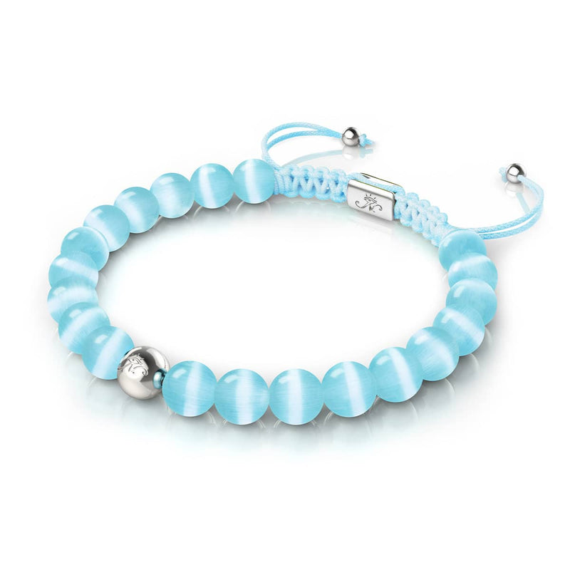 Bracelet en macramé en verre Cheshire bleu poudre | argent