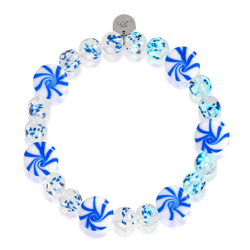 Bracelet en verre bleu en forme de goutte de gomme | Argent | Lapis Flame Firefly 