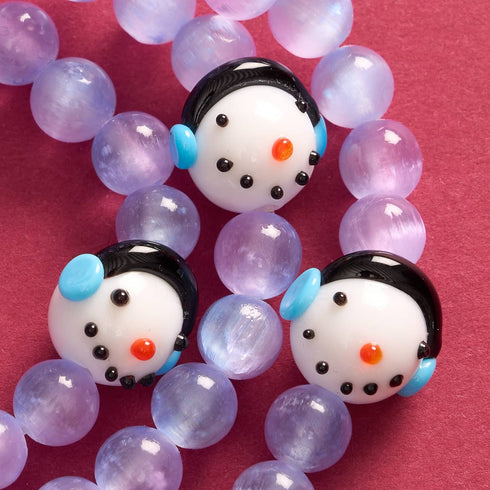 Jack Frost | Argent | Bracelet en sélénite violette 