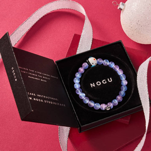 Jack Frost | Argent | Bracelet en sélénite violette 