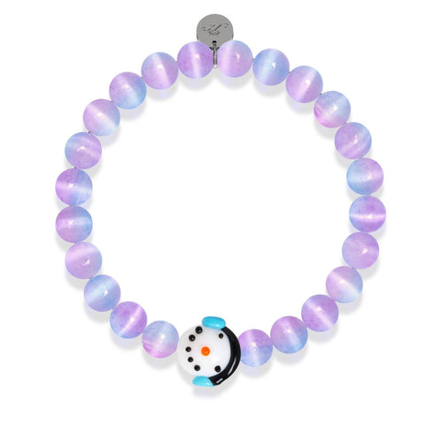 Jack Frost | Argent | Bracelet en sélénite violette 