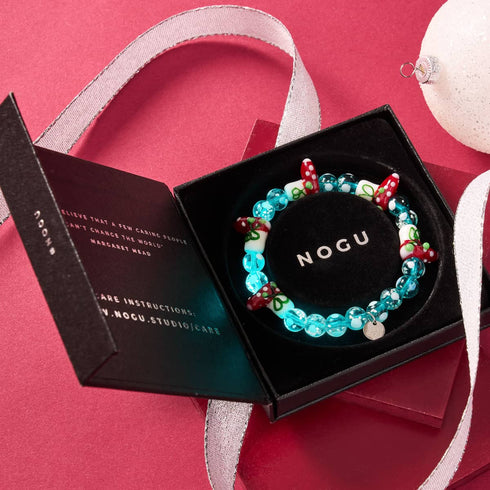 Bas turquoise | Argent | Bracelet à pois en verre Firefly 